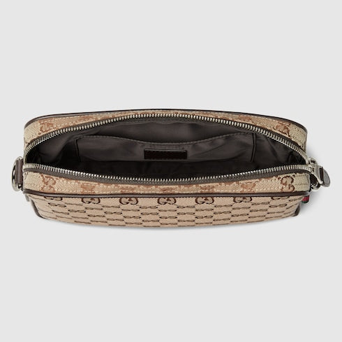 Shoulder bag in GG fabric beige and brown small size