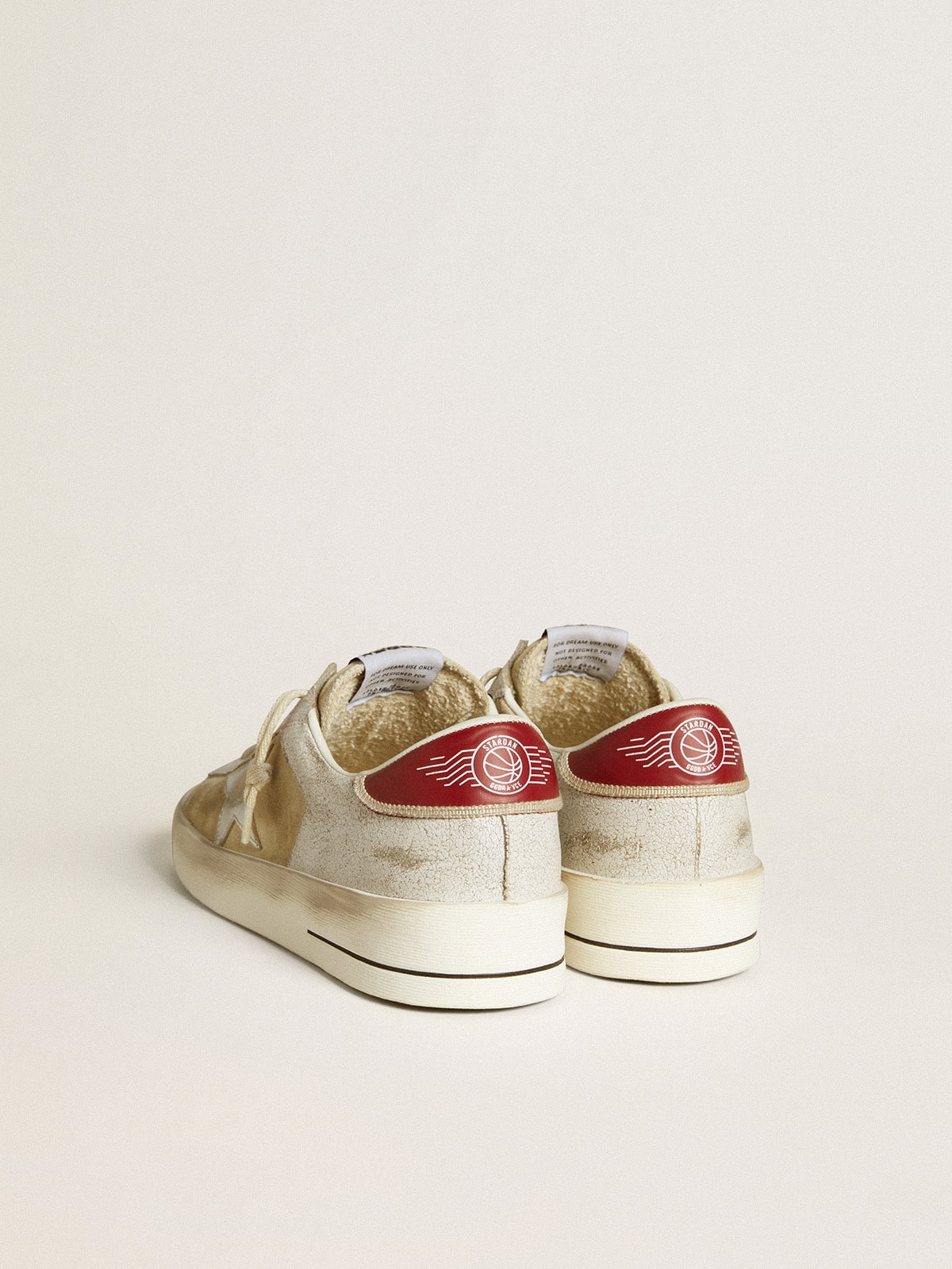 Stardan in nubuck and crackled leather with silver metallic leather star