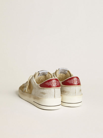 Stardan in nubuck and crackled leather with silver metallic leather star