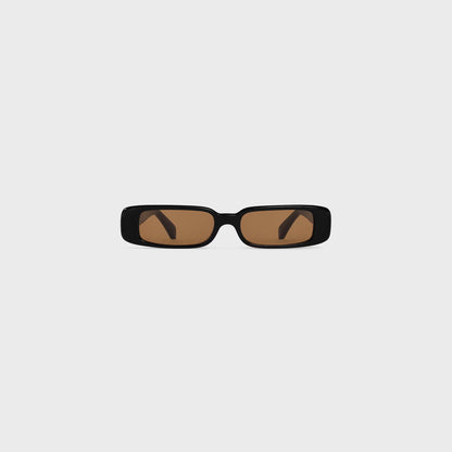 Rechteckige S343 Sonnenbrille aus schwarzem Acetat für Damen