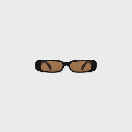 Rechteckige S343 Sonnenbrille aus schwarzem Acetat für Damen