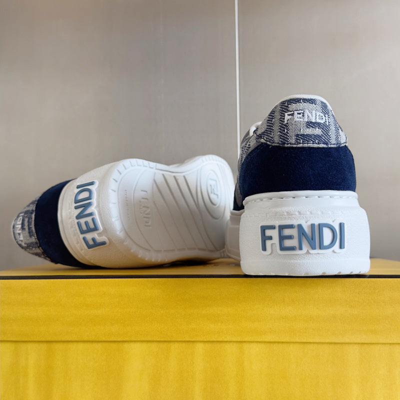 Match Sneakers mit Plateau aus FF Fabric Canvas Blau
