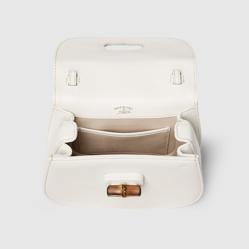 GG Bamboo 1947 Mini-Tasche aus weißem Leder
