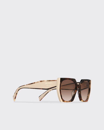 Sonnenbrille mit Logo aus Acetat in Karamell-Schildpatt und Puderrosa