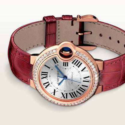 Ballon Bleu Uhr mit bordeauxfarbenem Lederarmband
