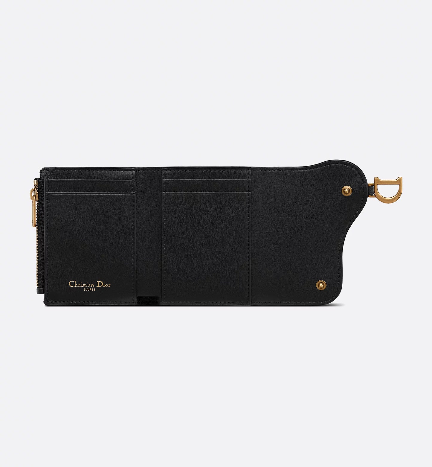 Saddle Lotus Portemonnaie Genarbtes Kalbsleder Schwarz
