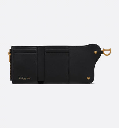 Saddle Lotus Portemonnaie Genarbtes Kalbsleder Schwarz