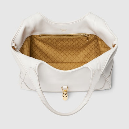 Mercato Shopping Bag klein aus weißem Leder