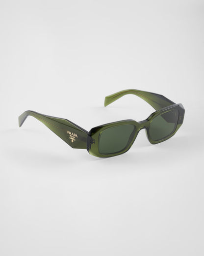 Geometric PP sunglasses with forest green lenses