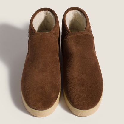 Suede and lambskin ankle boots in cocoa