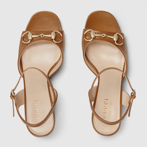 Women's heeled sandals with Morsetto in brown leather