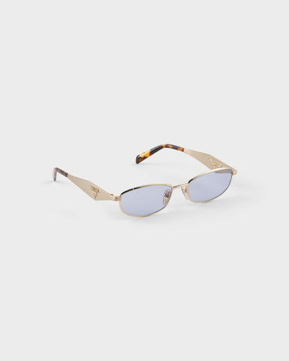 Pale gold acetate oval sunglasses with ultraviolet lenses