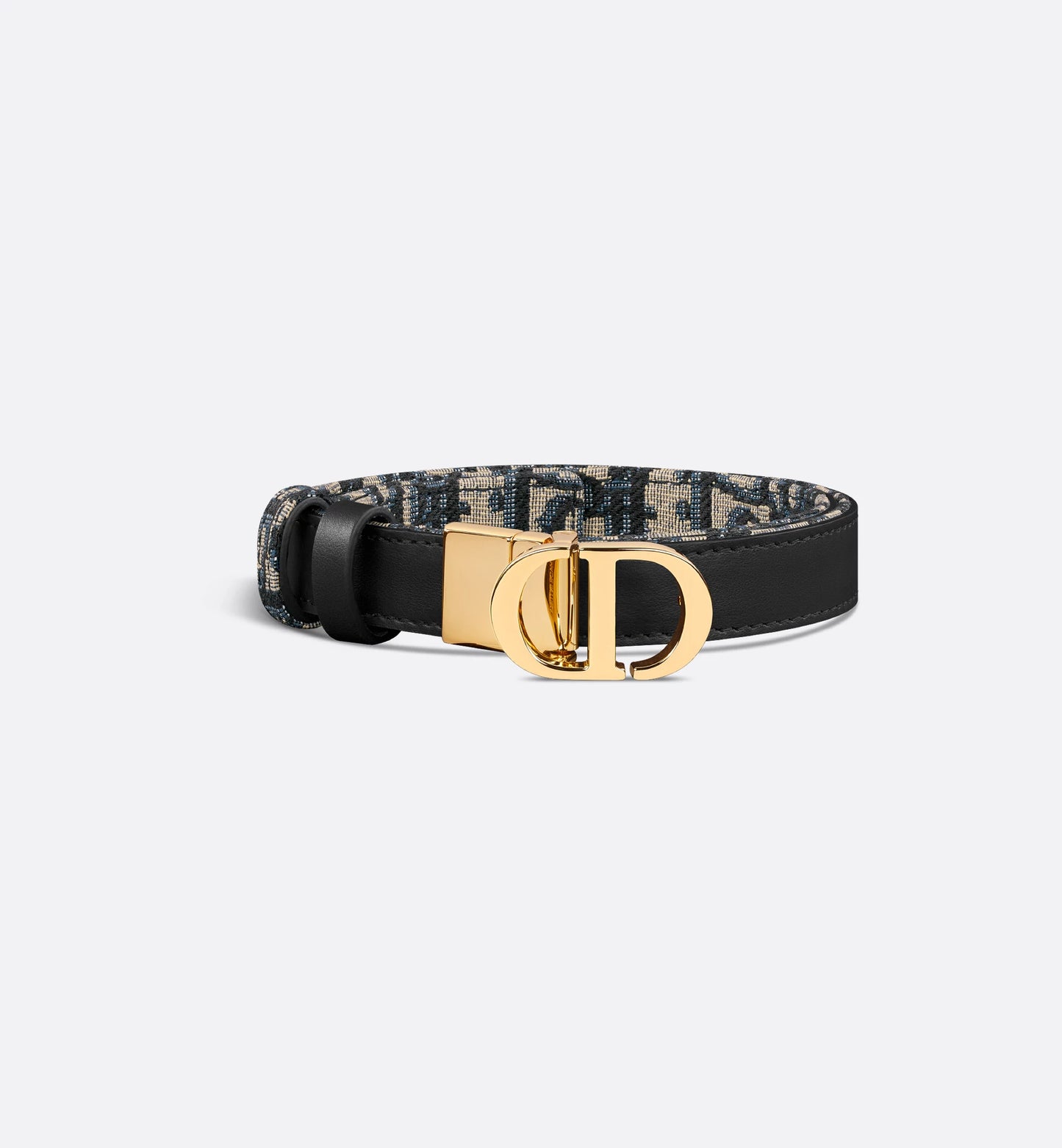 30 Montaigne Wendegürtel Glattes Kalbsleder Blau und Oblique Jacquard 20 mm Damen
