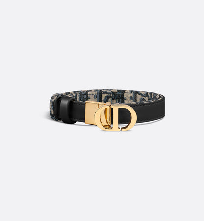 30 Montaigne Wendegürtel Glattes Kalbsleder Blau und Oblique Jacquard 20 mm Damen