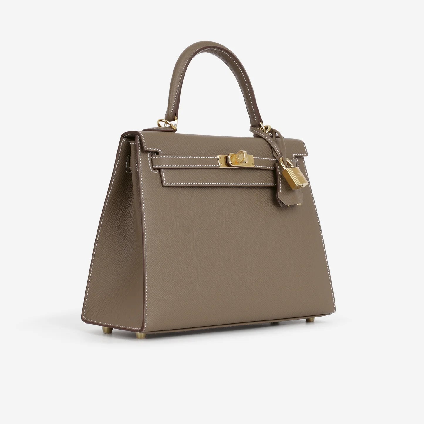 Kelly 25 Etoupe con finiture in oro Epsom