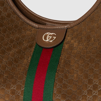Kleine GG Giglio Shoppingtasche aus braunem Wildleder