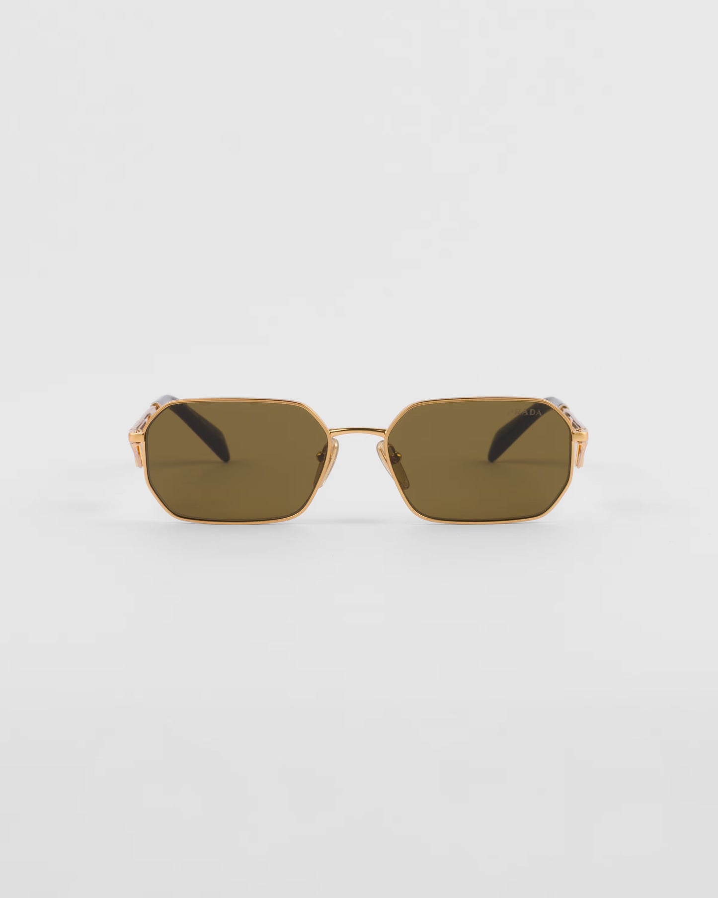 Sunglasses with triangle logo and moss green lenses