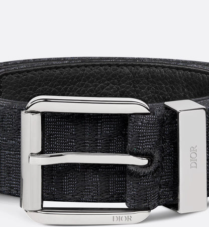 Gürtel Schwarz Oblique Jacquard und genarbtes Kalbsleder 35 mm Herren