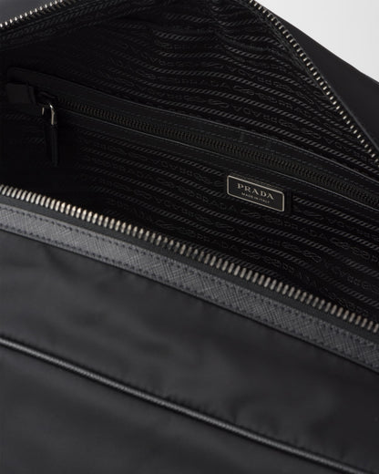 Black travel bag made of nylon and Saffiano leather 45
