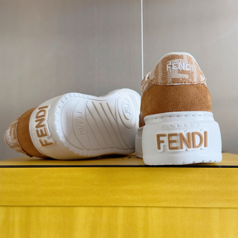Match platform sneakers in FF Fabric Canvas Brown Tobacco