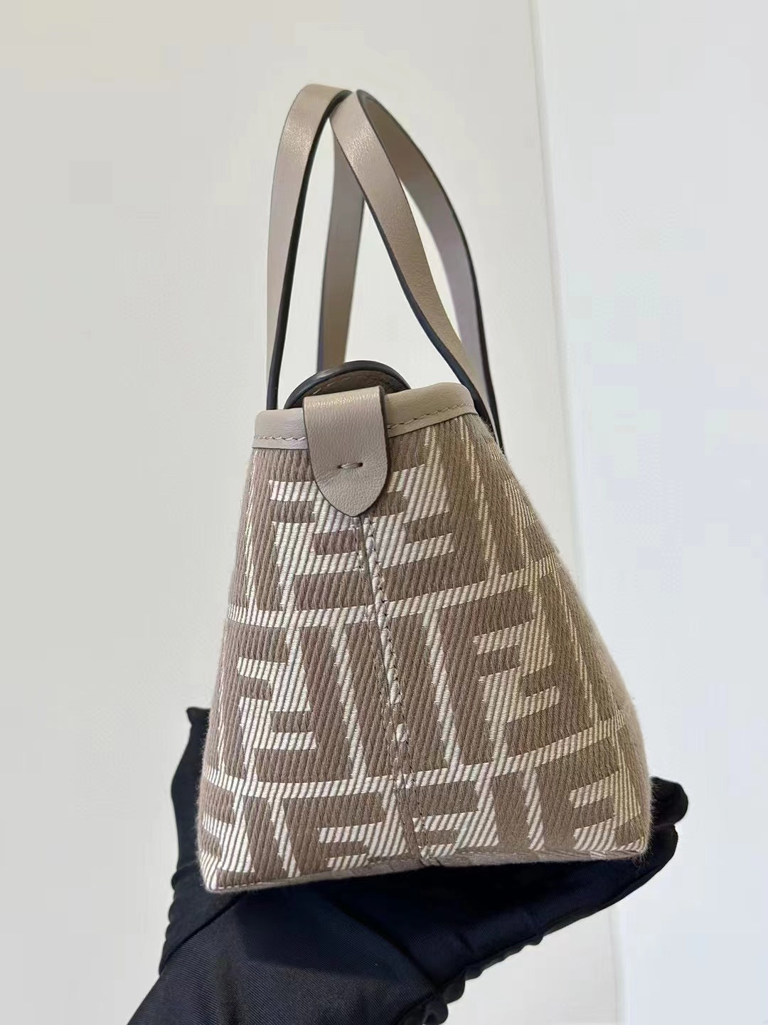 FF Jacquard Mini Roll Tote Bag Beige