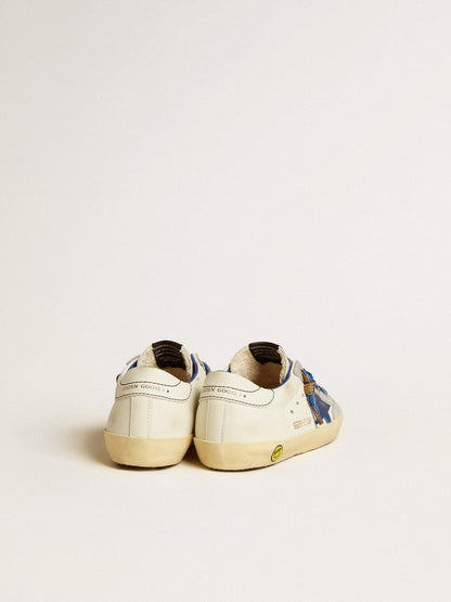 Super-Star Young with blue leather star and ice-grey suede inserts