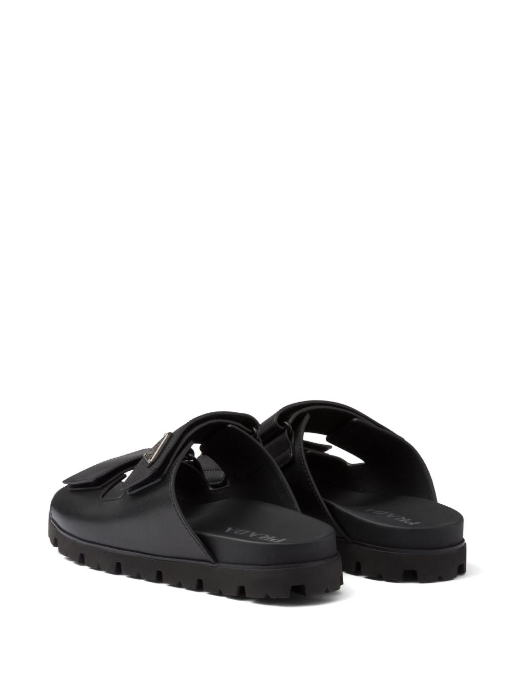 Sandals with leather straps in black