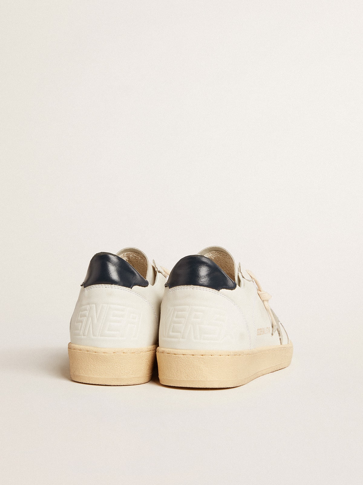 Suede star and blue leather on the heel
