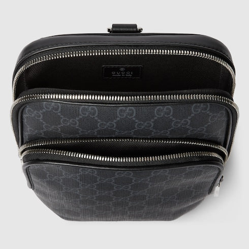 GG Black shoulder bag small size in GG Supreme fabric Black