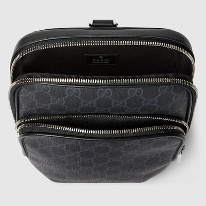 GG Black shoulder bag small size in GG Supreme fabric Black