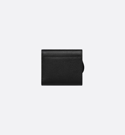 Saddle Lotus Portemonnaie Genarbtes Kalbsleder Schwarz