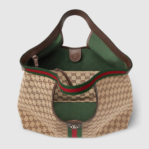 Kleine GG Giglio Shoppingtasche aus beigem und braunem GG-Stoff