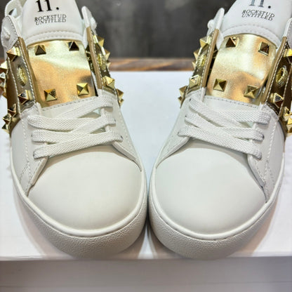 VLTN Rockstud Open Sneaker aus Leder Weiß/Gold