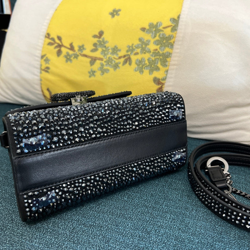 VSling Mini-Tasche mit Kristallverzierung Glitter Schwarz