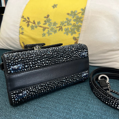 VSling Mini-Tasche mit Kristallverzierung Glitter Schwarz