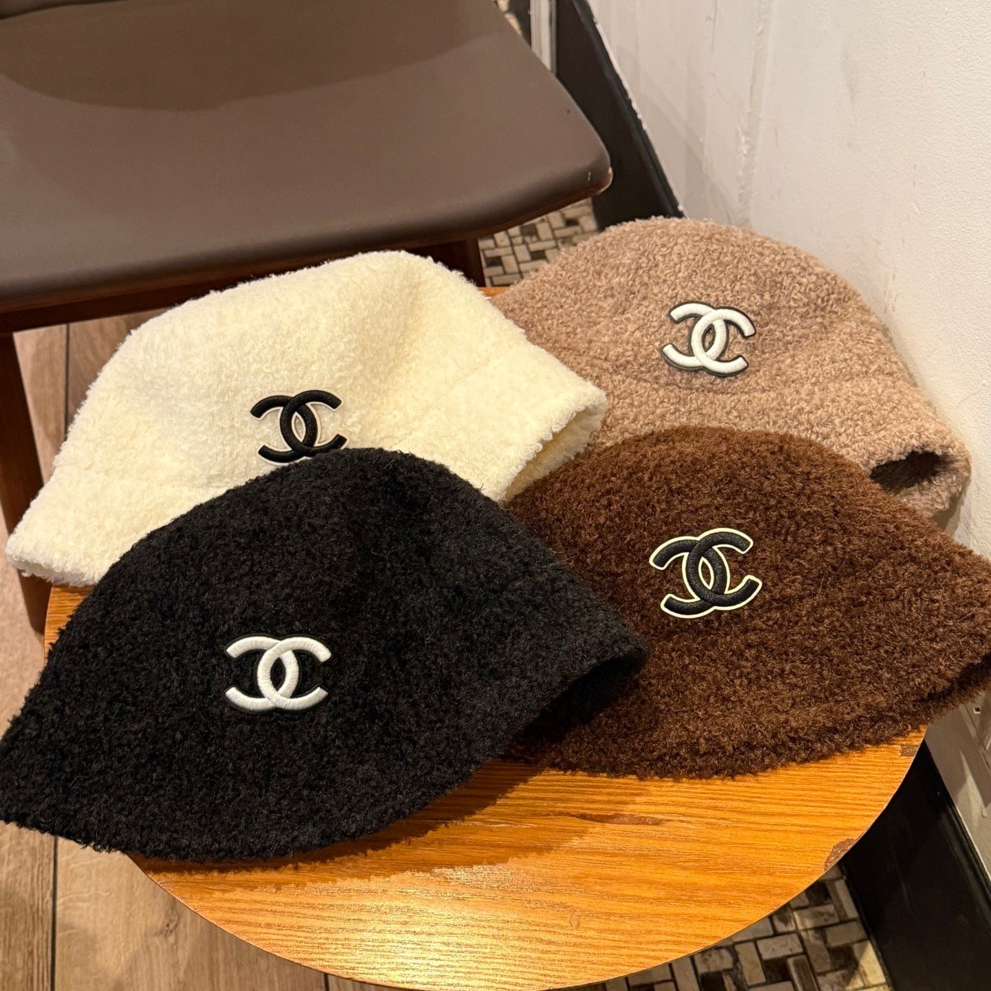 Bucket hat made of soft synthetic leather CC