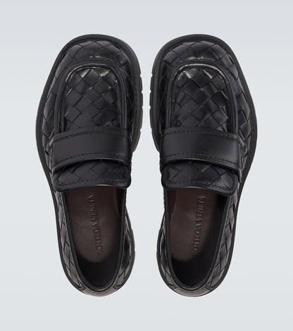 Haddock Loafer aus geflochtenem Leder Schwarz mit Gummisohle