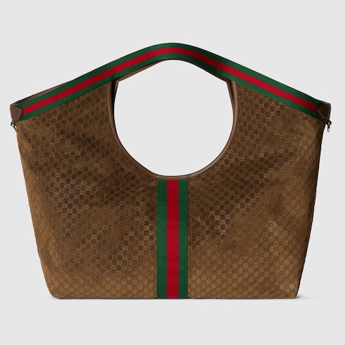 Kleine GG Giglio Shoppingtasche aus braunem Wildleder