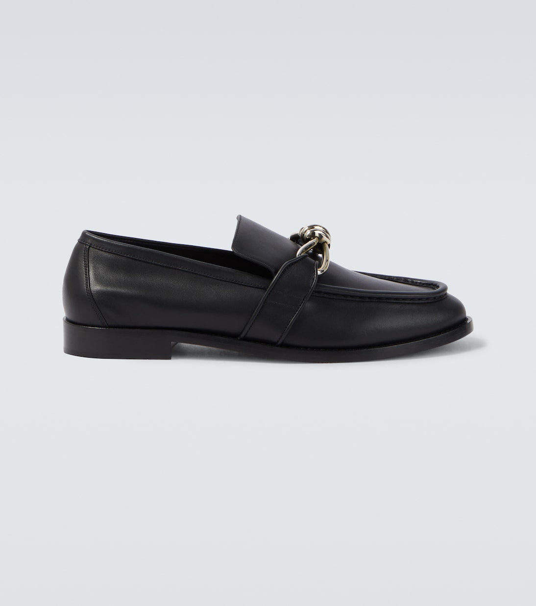 Astaire Knot Loafer aus glattem Leder Schwarz mit silberfarbener Schnalle