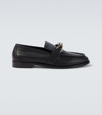 Astaire Knot Loafer aus glattem Leder Schwarz mit silberfarbener Schnalle