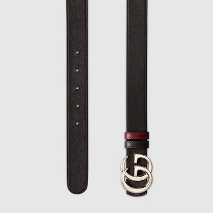 Reversible belt GG Marmont in red and black for women