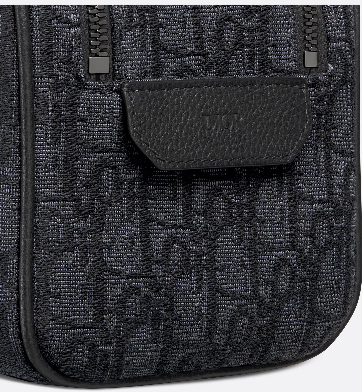 Toiletry bag black oblique jacquard and grained calfskin