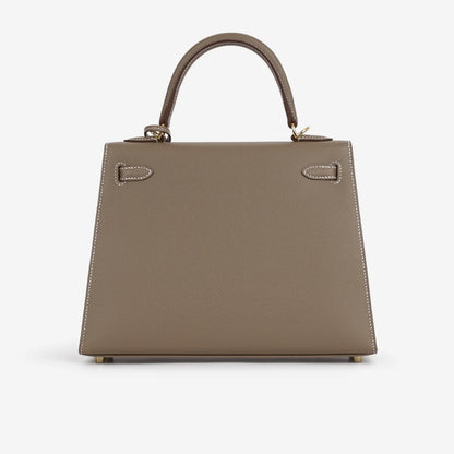 Kelly 25 Etoupe con finiture in oro Epsom