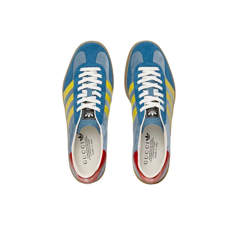 Adidas x Gucci Gazelle sneakers in light blue suede