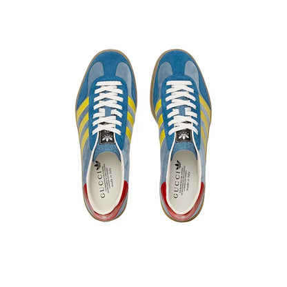 Adidas x Gucci Gazelle sneakers in light blue suede