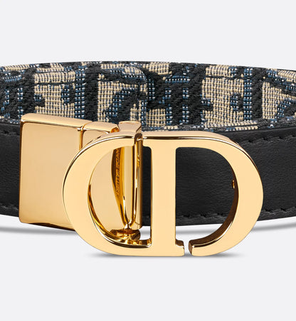30 Montaigne Wendegürtel Glattes Kalbsleder Blau und Oblique Jacquard 20 mm Damen