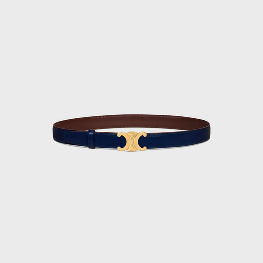 Triomphe Schnalle & Wendegürtel 25 mm Navy mit goldener Schnalle für Herren