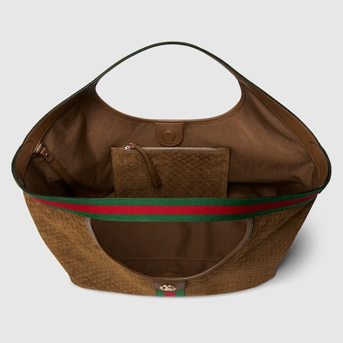 Kleine GG Giglio Shoppingtasche aus braunem Wildleder
