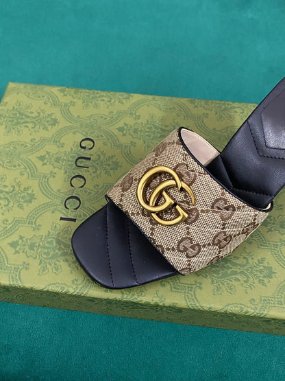 Sandalen Slide Marmont Schwarz/Beige