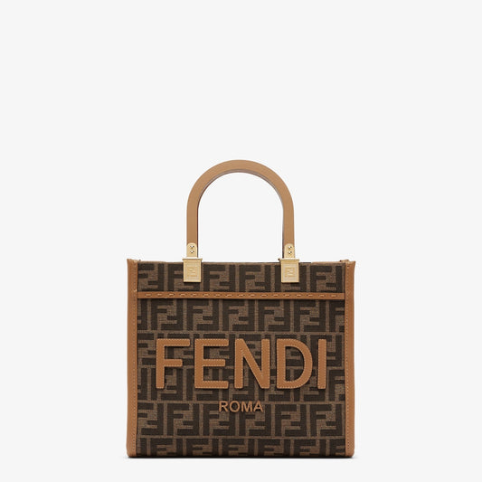 Fendi Sunshine Small aus braunem FF Jacquardstoff